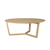 Ethnicraft Tripod Coffee Table – Solid Wood 3-Leg Coffee Table with Sculpted Round Top