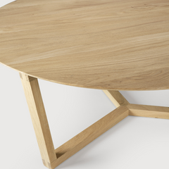 Ethnicraft Tripod Coffee Table – Solid Wood 3-Leg Coffee Table with Sculpted Round Top
