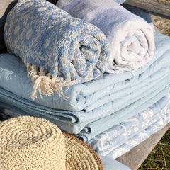 Alix Quilt - Sky Blue & White