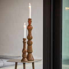 Candle holder - wood matt dark brown