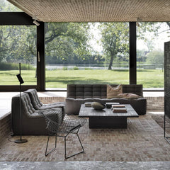 Ethnicraft N701 Modular 1 to 3 Seater Sofa - Stain-Resistant Leather & Memory Foam Comfort - Dark Grey