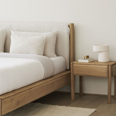 Ethnicraft PI Bedside Table – Compact Wooden Bedside, Smooth Curves, Minimalist Nightstand