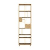 Ethnicraft Pirouette Rack – 60s-Inspired Oak Wood Bookrack with 4 Drawers, Tall Slim Storage (60 × 30 × 200 cm)