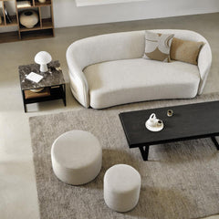 Ethnicraft Barrow Pouf – Upholstered Floor Pouf with Soft Fabric & Contemporary Scandinavian Style