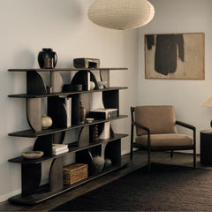 Ethnicraft Geometric Rack – Sculptural Wooden Storage Rack with Geometric Open Shelving
