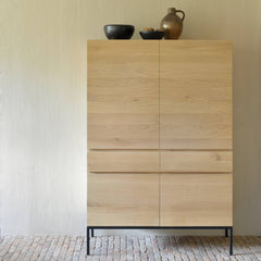 Ethnicraft Ligna Cupboard – Solid Oak Storage Cabinet with Minimalist Black Steel Legs
