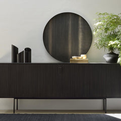 Ethnicraft Roller Max Sideboard – Textured Wooden Sideboard with Layered Roller-Style Pattern