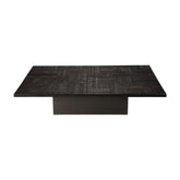 Ethnicraft Tabwa Blok Coffee Table – Black Teak Block Coffee Table with Carved Tribal Patterns