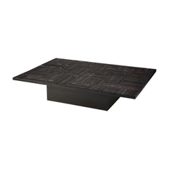 Ethnicraft Tabwa Blok Coffee Table – Black Teak Block Coffee Table with Carved Tribal Patterns