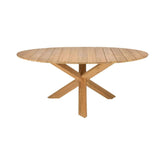 Ethnicraft Circle Outdoor Dining Table – Round Teak Outdoor Table with Sculptural Central Base
