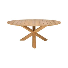 Ethnicraft Circle Outdoor Dining Table – Round Teak Outdoor Table with Sculptural Central Base