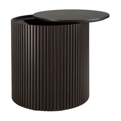 Ethnicraft Roller Max Oak Side Table — Oak Top on Castors, Mobile Rolling Side / Bedside Table