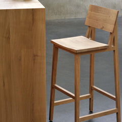 Ethnicraft N4 Bar Stool Oak – Oak Bar Stool with Slim Profile & Curved Ergonomic Seat