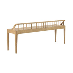 Ethnicraft Spindle Bench – Solid Oak Bench with Spindle-Back Inspired Tapered Legs