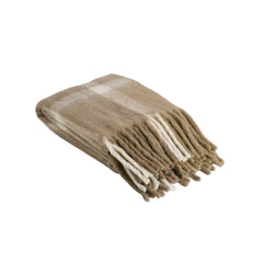 Beige Tartan Wool Blanket