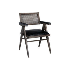 Blanc D'Ivoire Charles - Aged Black Leather Natural Foam Armchair