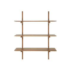 Ethnicraft PI Wall Shelves – Modular Oak/Mahogany Wall-Mounted Shelves with Curved Organic Design