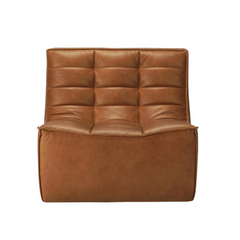 Ethnicraft N701 Modular 1 to 3 Seater Sofa - Stain-Resistant Leather & Memory Foam Comfort - Old Saddle