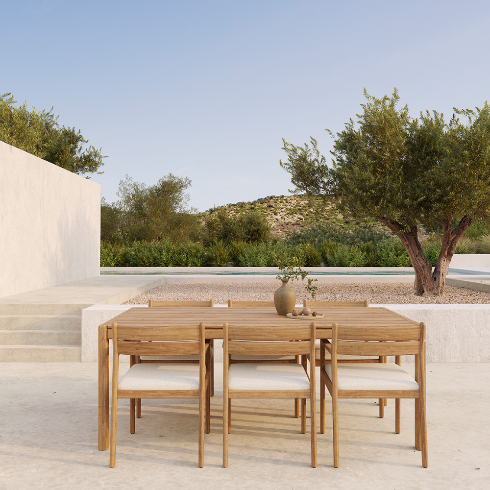 Ethnicraft Jack Outdoor Dining Table – Teak Outdoor Table with Softly Rounded Edges & Contemporary Frame
