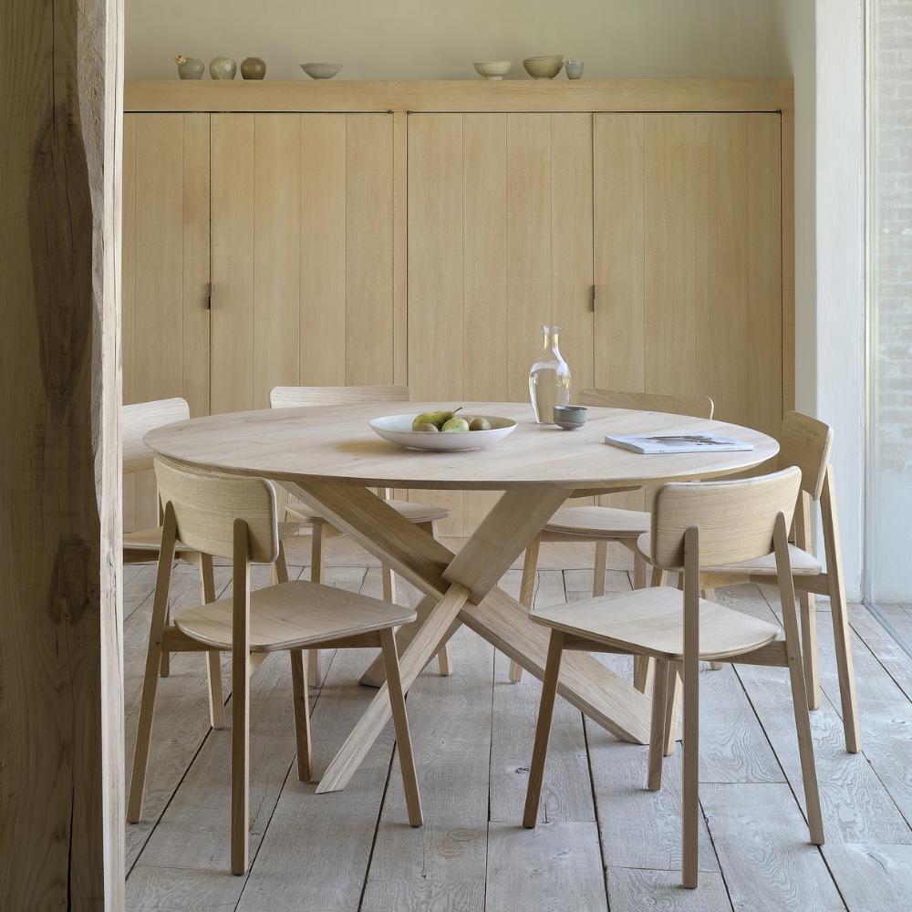 Ethnicraft Casale Dining Chair – Sleek Oak Dining Chair with Slim Angled Legs