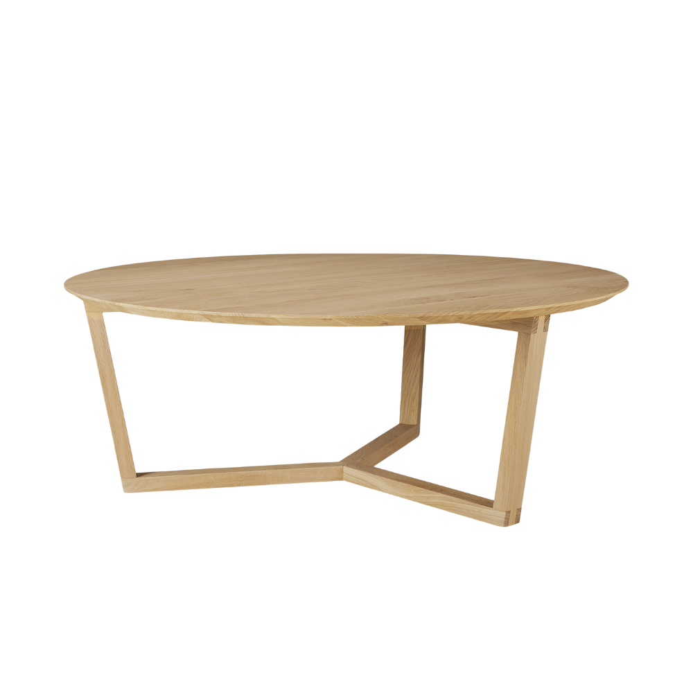 Ethnicraft Tripod Coffee Table – Solid Wood 3-Leg Coffee Table with Sculpted Round Top