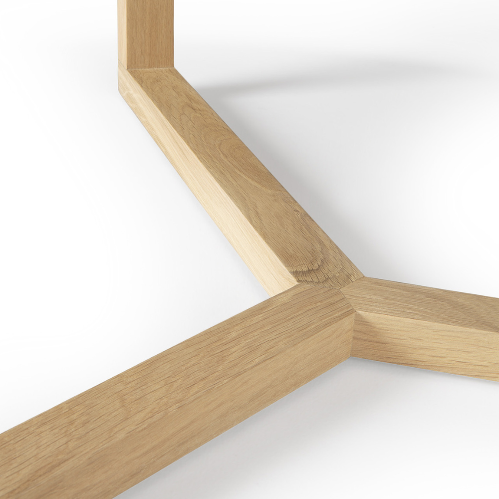 Ethnicraft Tripod Coffee Table – Solid Wood 3-Leg Coffee Table with Sculpted Round Top