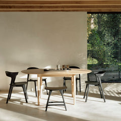 Ethnicraft Bok Round Extending Dining Table — Oak Round Extending Table, Convertible Family Dining
