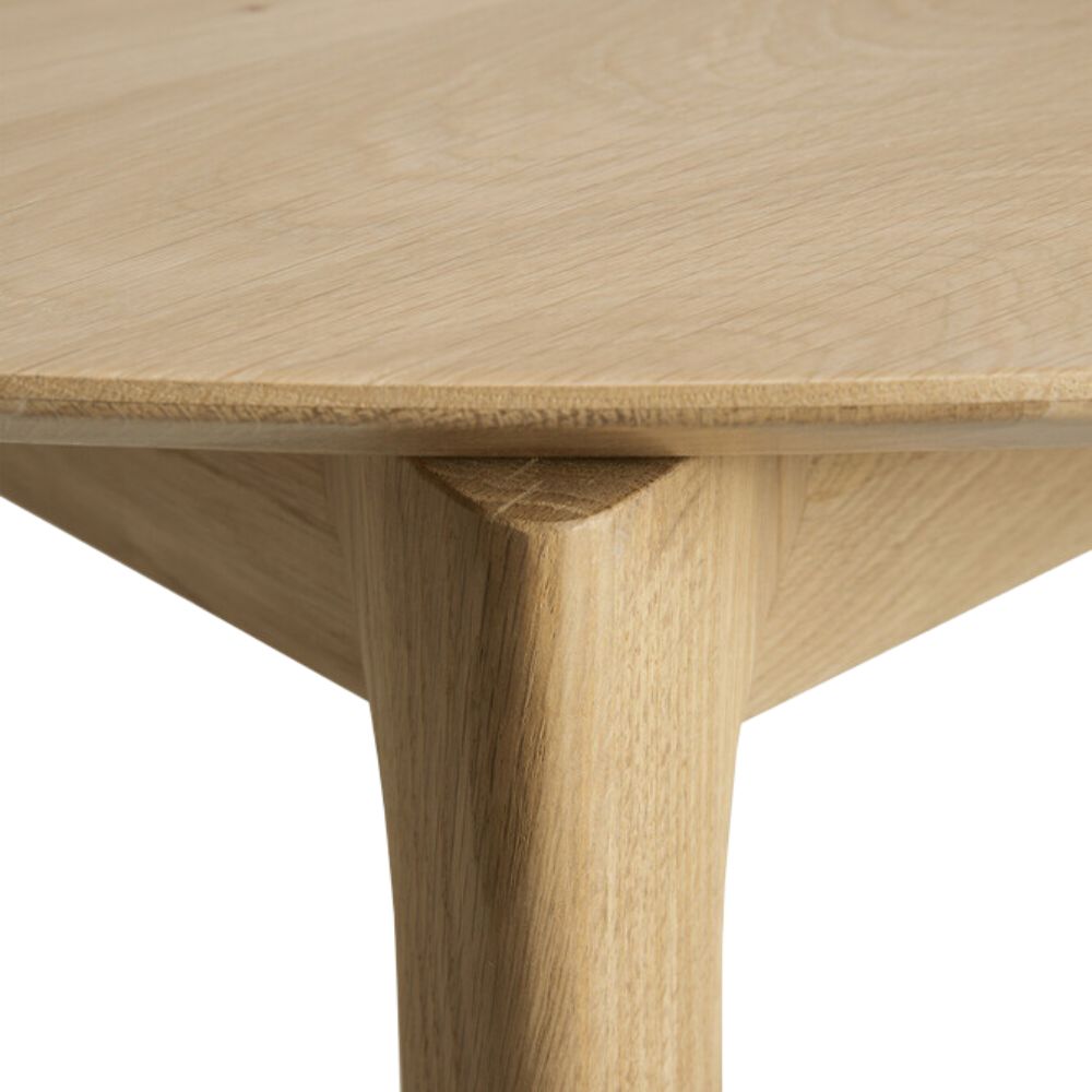 Ethnicraft Bok Round Extending Dining Table — Oak Round Extending Table, Convertible Family Dining