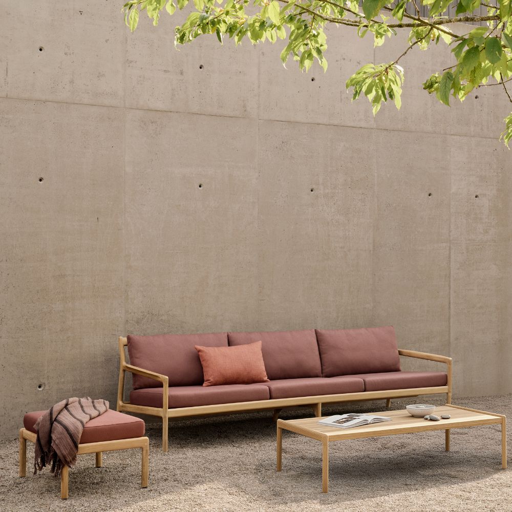 Ethnicraft Jack Outdoor Sofa 265cm – Large Teak Outdoor Sofa (2.65 m) with Modular Design & Cushions