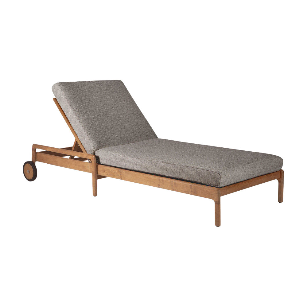 Ethnicraft Jack Outdoor Adjustable Lounger – Teak Wood with Quick-Dry Cushion & Adjustable Recline