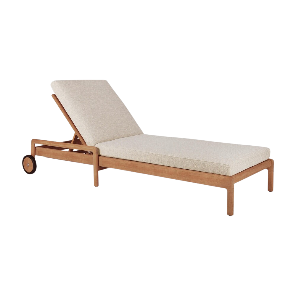 Ethnicraft Jack Outdoor Adjustable Lounger – Teak Wood with Quick-Dry Cushion & Adjustable Recline