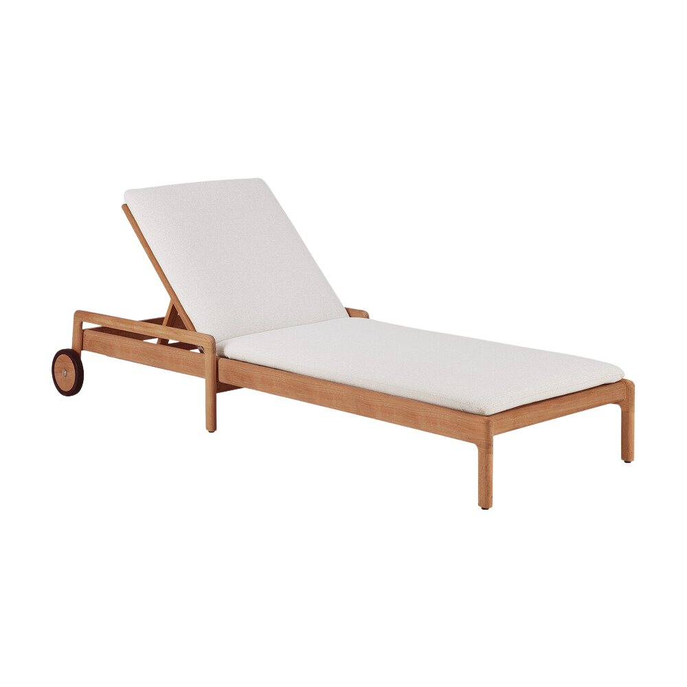 Ethnicraft Jack Outdoor Adjustable Lounger – Teak Wood with Quick-Dry Cushion & Adjustable Recline
