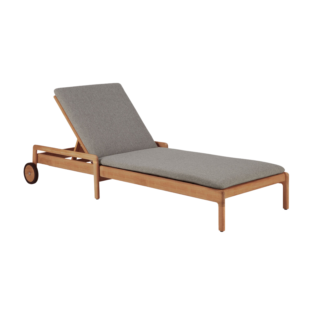 Ethnicraft Jack Outdoor Adjustable Lounger – Teak Wood with Quick-Dry Cushion & Adjustable Recline