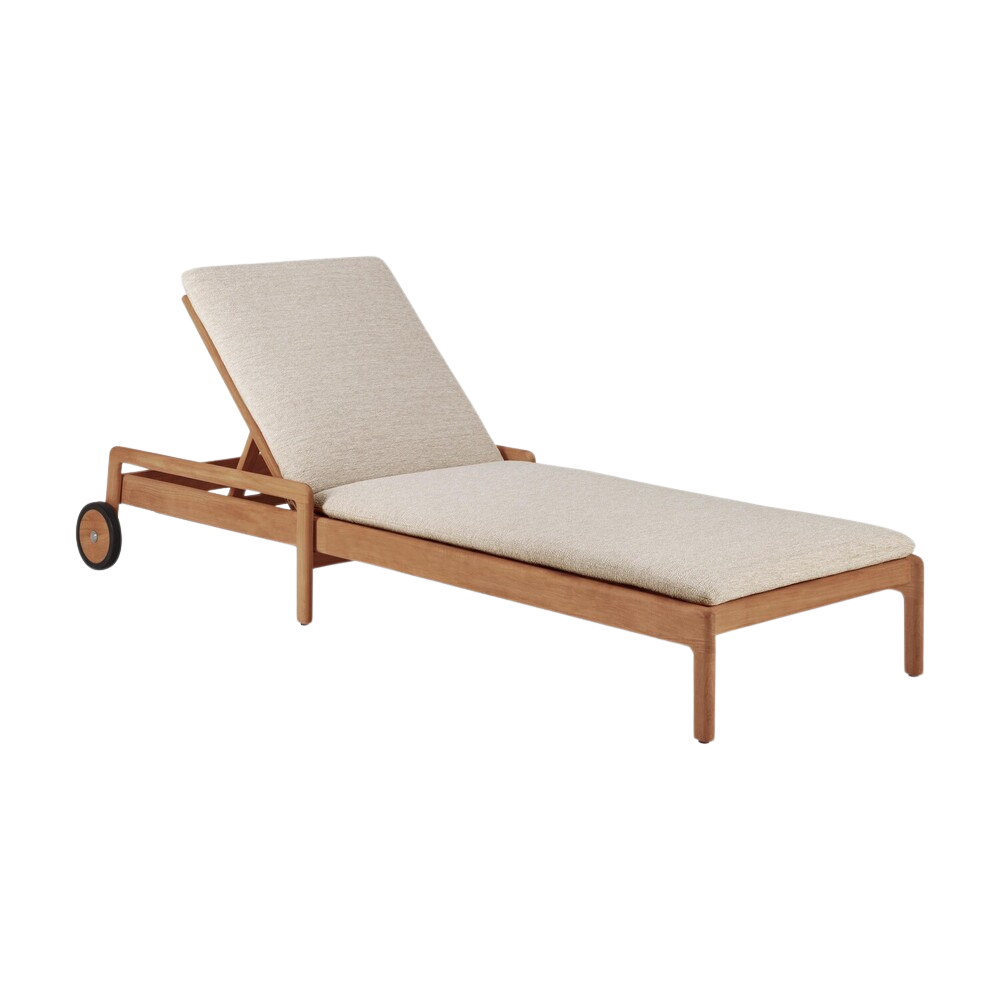 Ethnicraft Jack Outdoor Adjustable Lounger – Teak Wood with Quick-Dry Cushion & Adjustable Recline