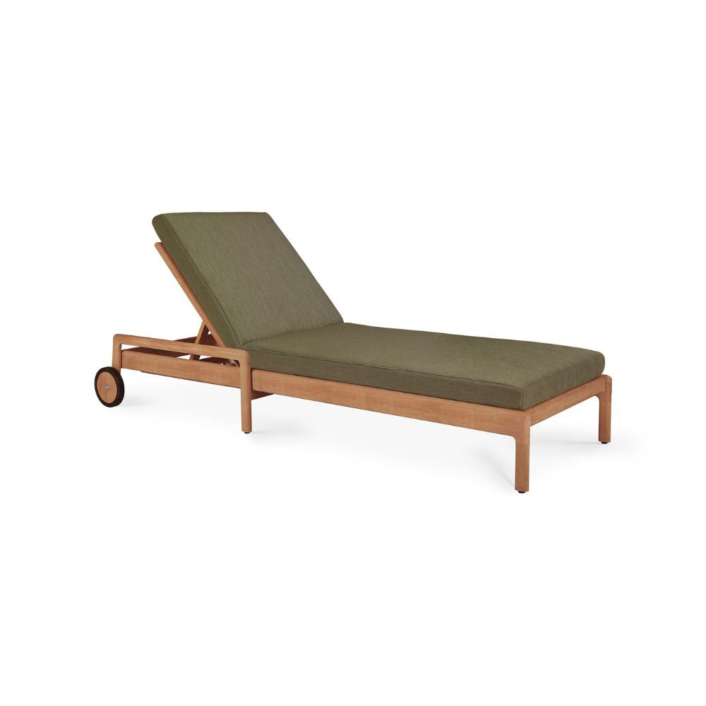 Ethnicraft Jack Outdoor Adjustable Lounger – Teak Wood with Quick-Dry Cushion & Adjustable Recline