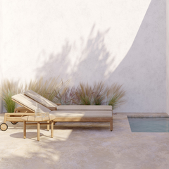 Ethnicraft Jack Outdoor Adjustable Lounger – Teak Wood with Quick-Dry Cushion & Adjustable Recline
