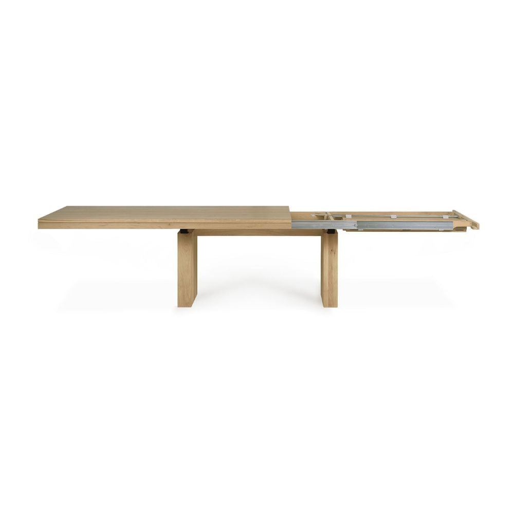 Ethnicraft Double Extendable Oak Dining Table — Solid Oak Extendable Table, Flexible Length for Family Meals
