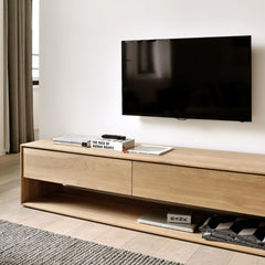 Ethnicraft Nordic TV Cupboard – Minimalist Oak TV Cabinet With Clean Straight Profile & Slim Legs
