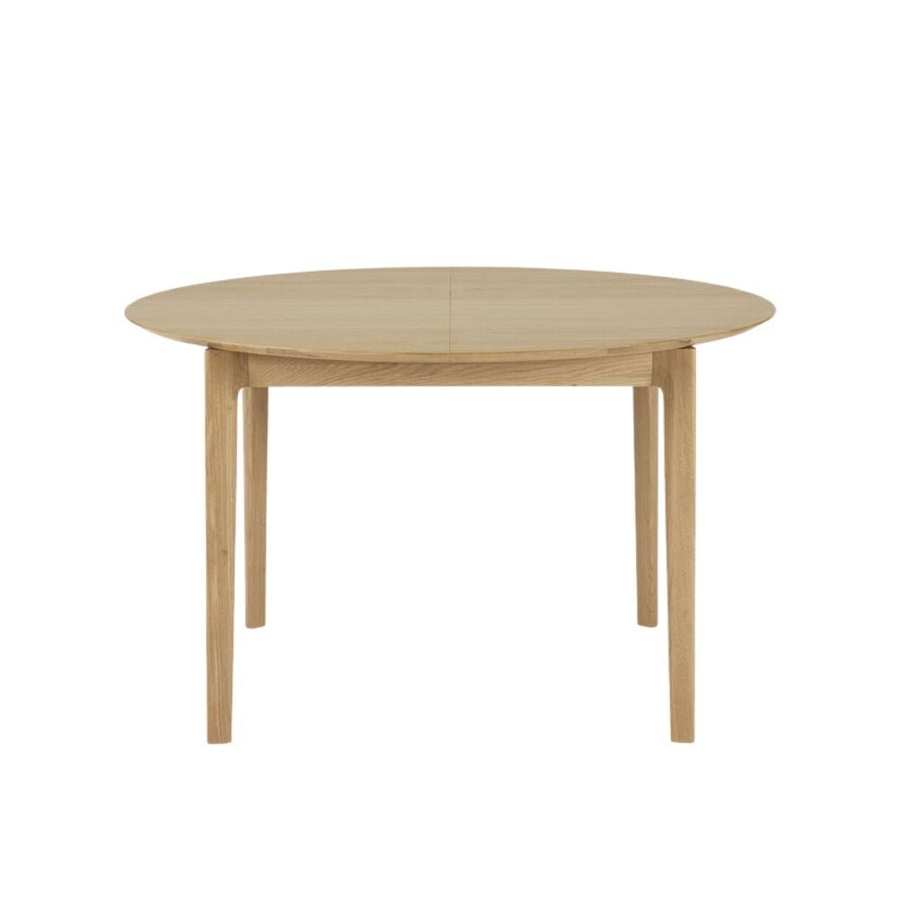 Ethnicraft Bok Round Extending Dining Table — Oak Round Extending Table, Convertible Family Dining