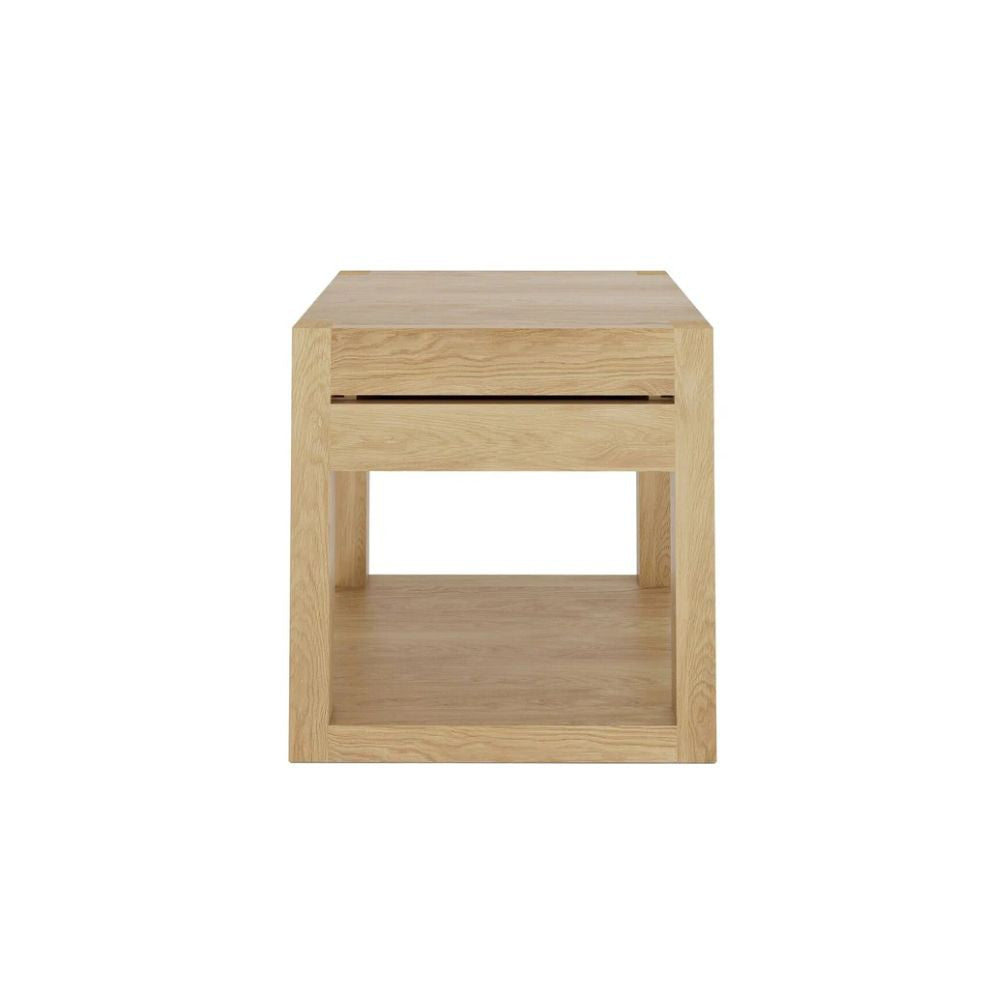 Ethnicraft Azur Bedside Table – Solid Wood Bedside Table with Curved Front & Sleek Scandinavian Lines