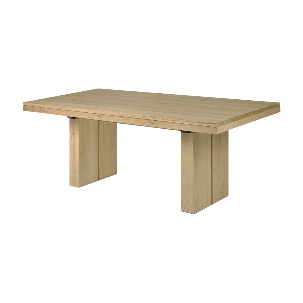Ethnicraft Double Extendable Oak Dining Table — Solid Oak Extendable Table, Flexible Length for Family Meals