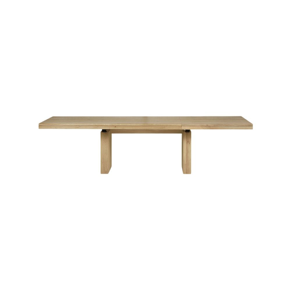Ethnicraft Double Extendable Oak Dining Table — Solid Oak Extendable Table, Flexible Length for Family Meals