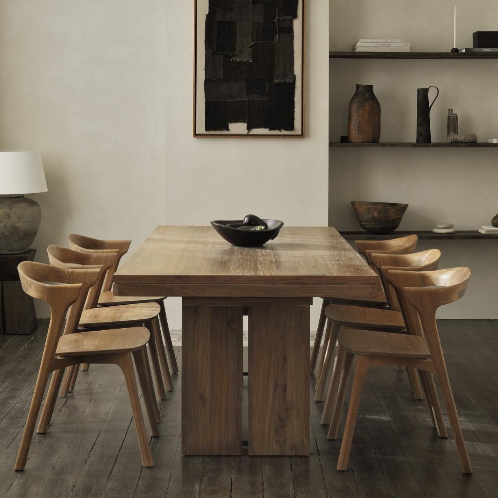 Ethnicraft Double Extendable Oak Dining Table — Solid Oak Extendable Table, Flexible Length for Family Meals