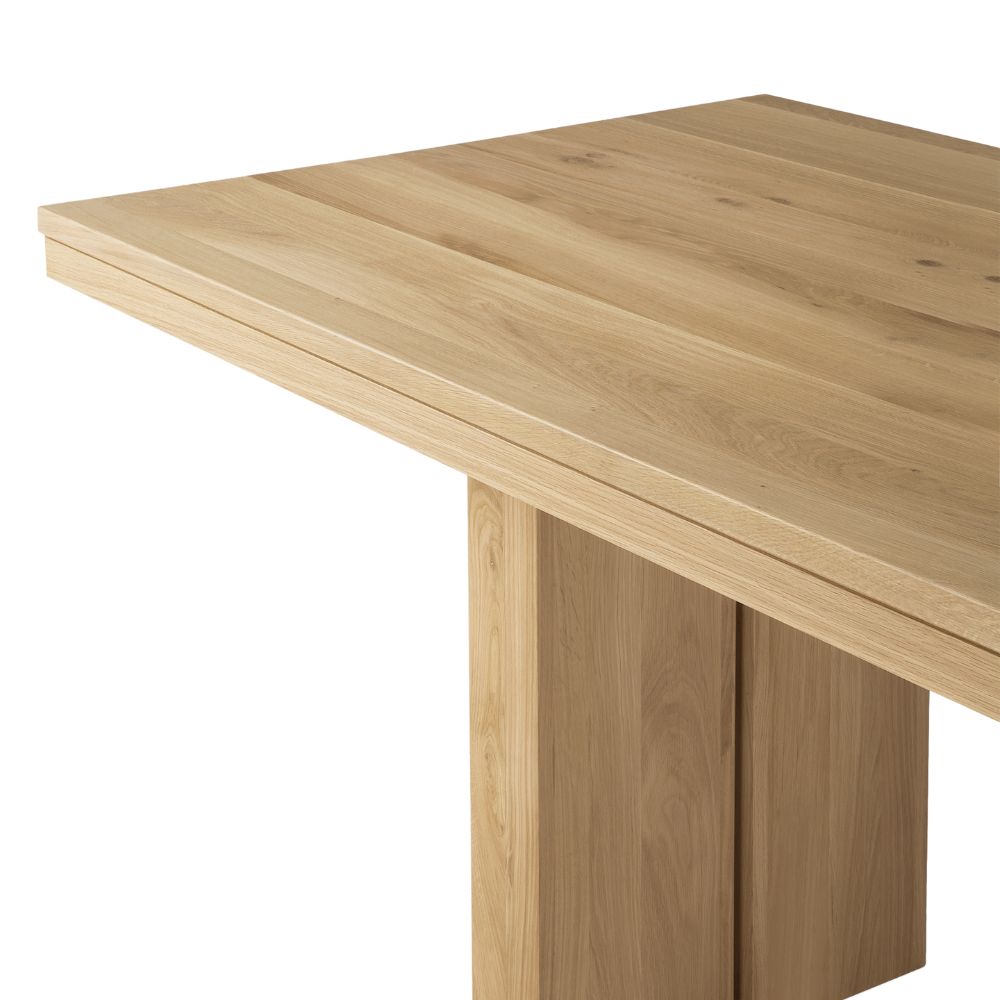 Ethnicraft Double Extendable Oak Dining Table — Solid Oak Extendable Table, Flexible Length for Family Meals