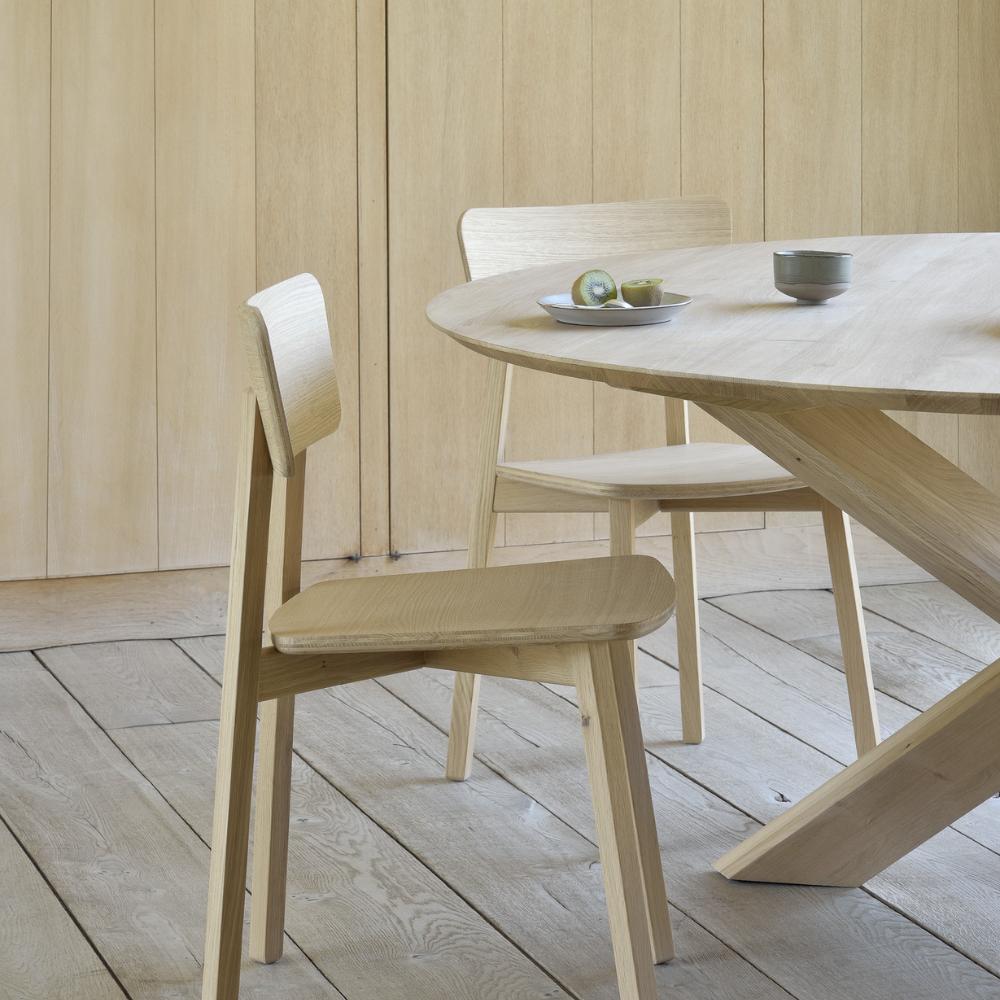 Ethnicraft Casale Dining Chair – Sleek Oak Dining Chair with Slim Angled Legs