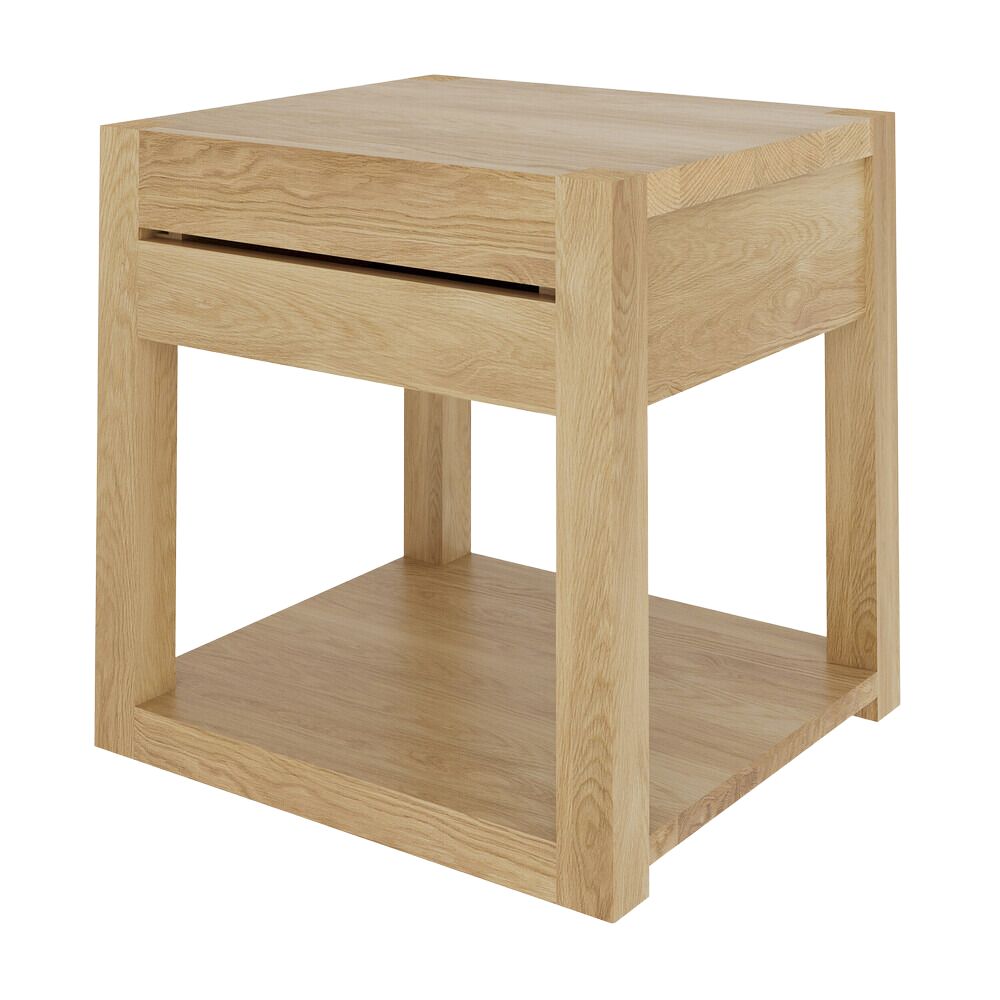 Ethnicraft Azur Bedside Table – Solid Wood Bedside Table with Curved Front & Sleek Scandinavian Lines