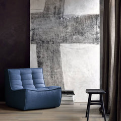 Ethnicraft N701 Modular 1 to 3 Seater Sofa - Stain-Resistant Leather & Memory Foam Comfort - Blue