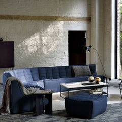 Ethnicraft N701 Modular 1 to 3 Seater Sofa - Stain-Resistant Leather & Memory Foam Comfort - Blue