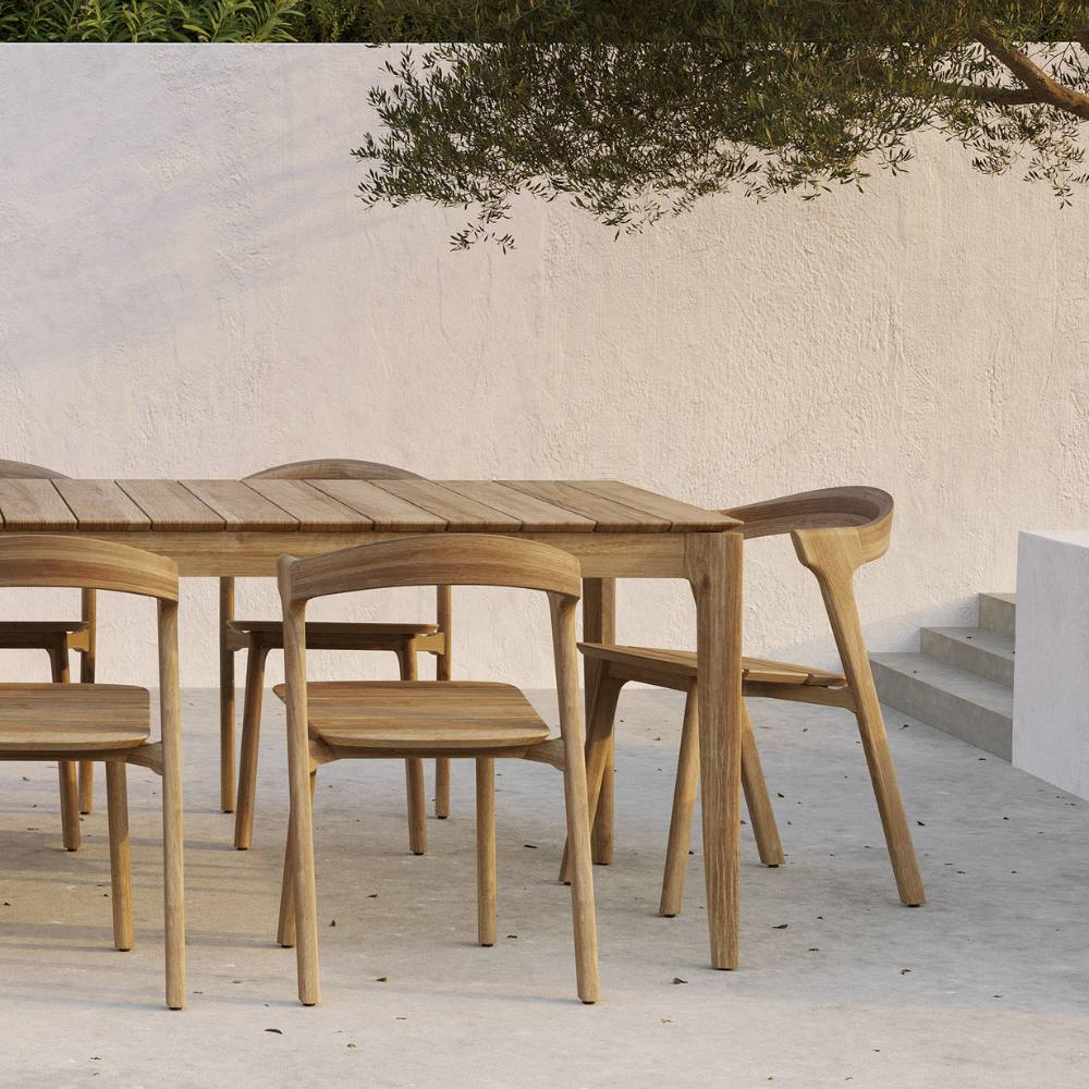 Ethnicraft Bok Outdoor Dining Chair – Teak Outdoor Chair with Arched Back & Stackable Design