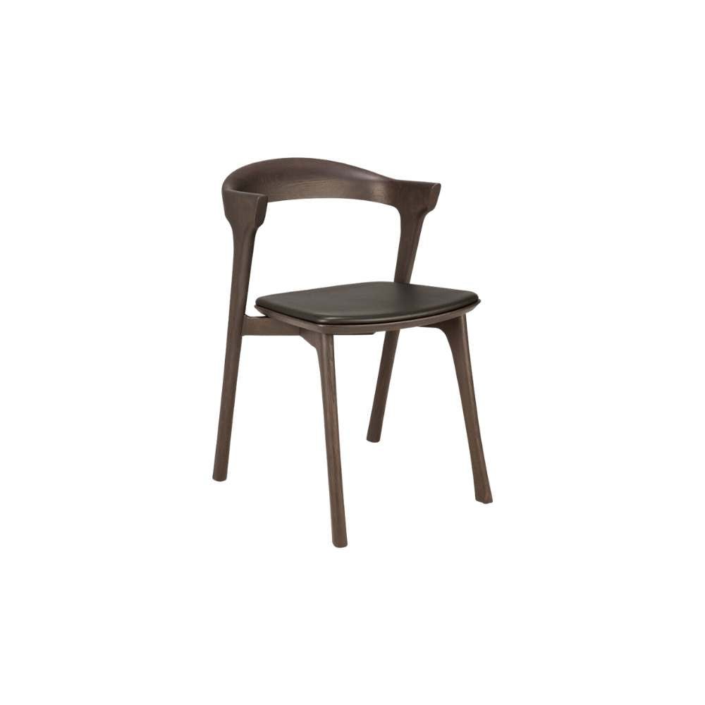 Ethnicraft Bok Dining Chair Cushioned – Upholstered Oak Dining Chair with Iconic Curved Backrest